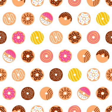 Doodle donuts desen beyaz arka plan üzerinde