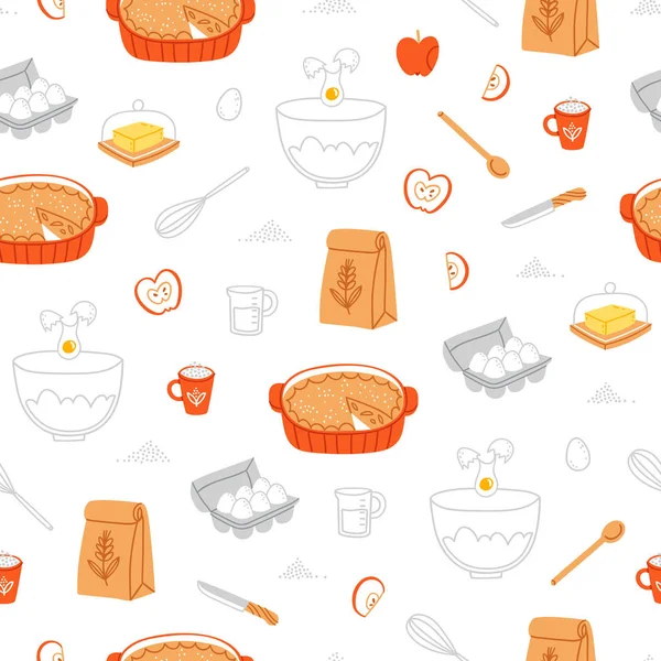 Modèle d'ingrédients tarte aux pommes — Image vectorielle