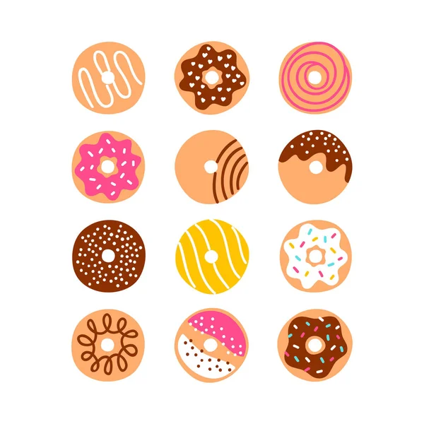 Conjunto de donuts Doodle —  Vetores de Stock