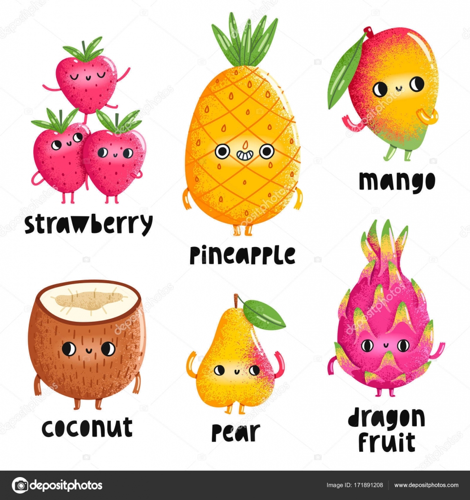 Dibujo animado del mango de la fruta de la ilustración imágenes de stock de  arte vectorial | Depositphotos