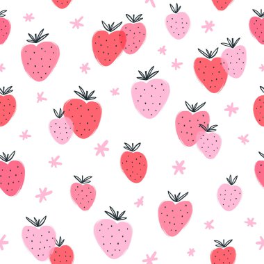 Çilek doodle seamless modeli