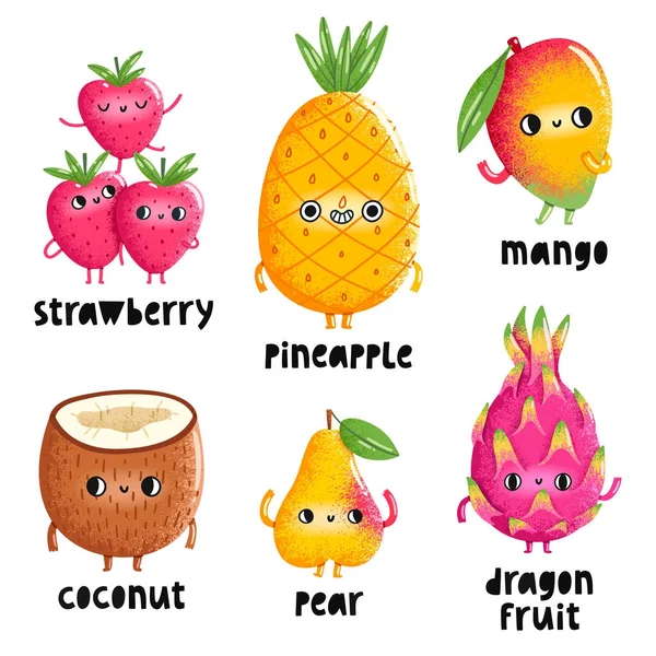 Φρούτα χαρακτήρες set 1 — Διανυσματικό Αρχείο