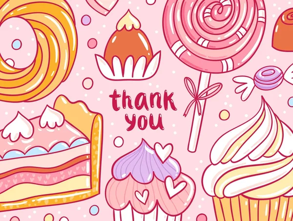ありがとう菓子背景カード — ストックベクタ