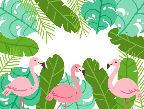 Tropische flamingo frame achtergrond — Stockvector