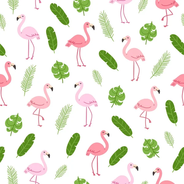 Tropische patroon met flamingo — Stockvector