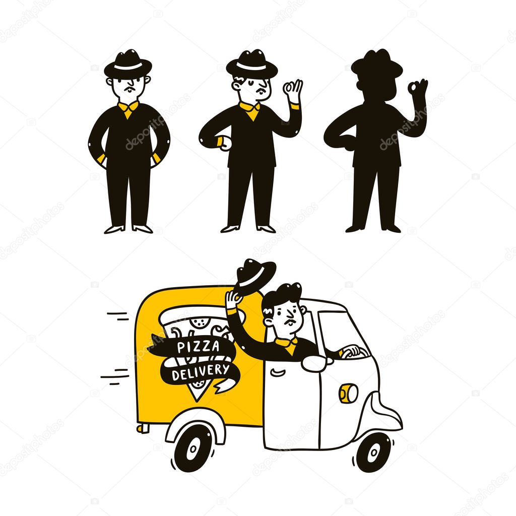 Pizza delivery character illustration