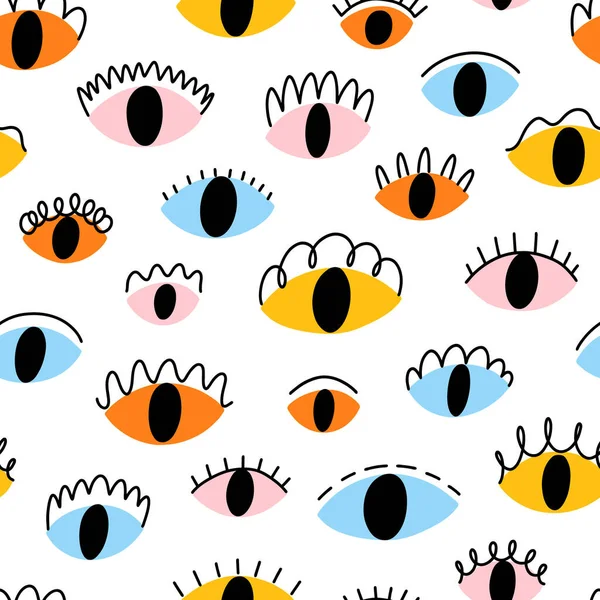 Colorful Abstract Eyes Vector Seamless Pattern — Stock Vector