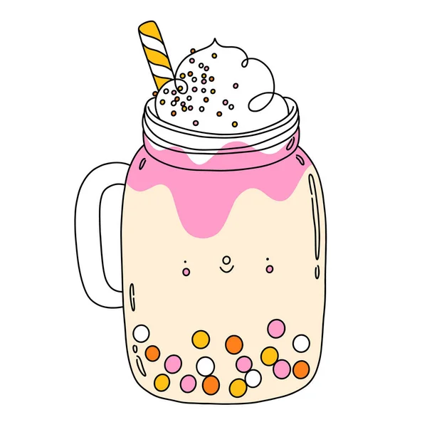 Sweet Bubble Cocktail Karakter Vector Illustratie — Stockvector