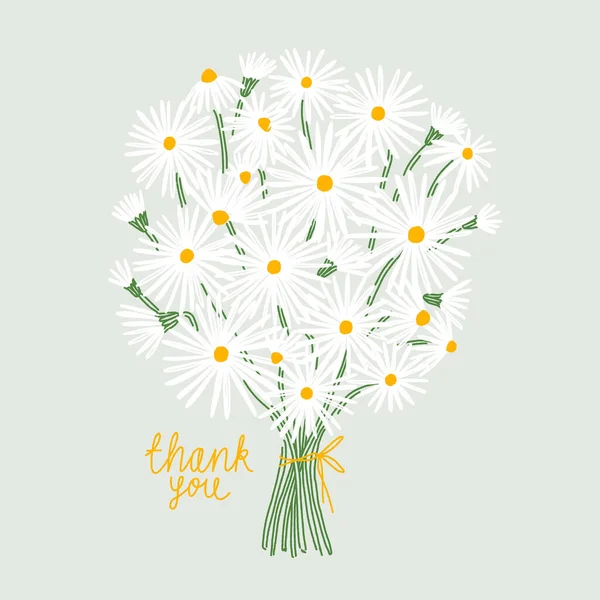 ありがとうカードの花束のデイジー ベクトルイラスト — ストックベクタ