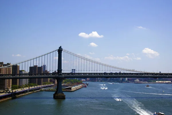 New York Frihetsgudinnan Skyskrapor Empire State Building Brookyn Bridge One — Stockfoto