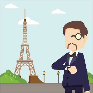 Paris vektör çizim düz tasarım stil Tur