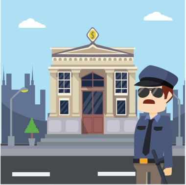 Polis banka vektör çizim düz tasarım stil