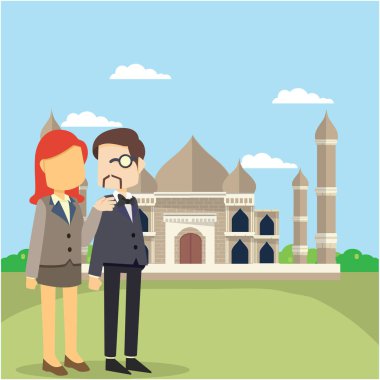 iş kadını için tajmahal ile infront konuşan zengin adam 