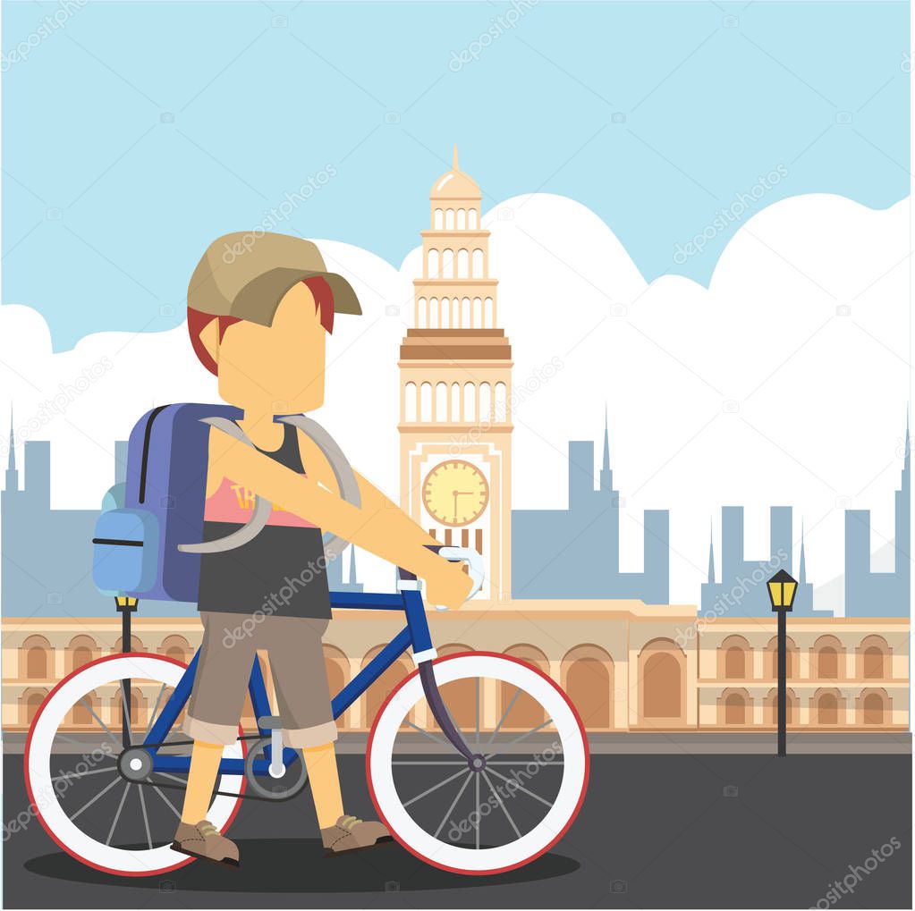 guy traveller with a bike san fransisco 