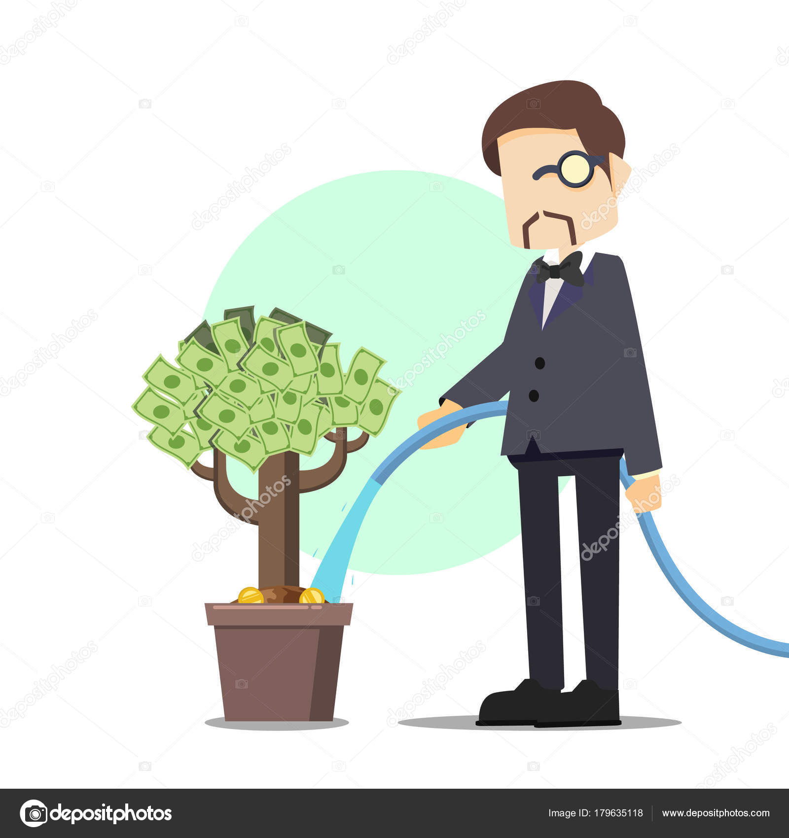 Rich Man Watering Money Tree Stock Vector C Simpledesign79 - 