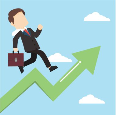 büyüme grafik ile çalışan iş adamı