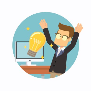 fikir vektör çizim düz tasarım stil kazanç iş adamı