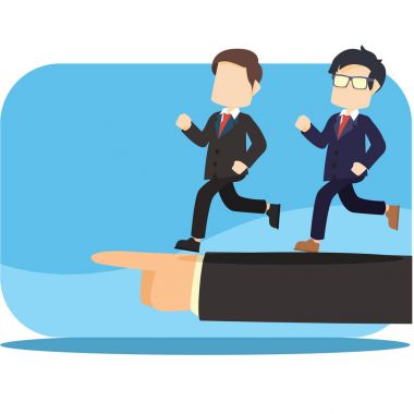 aynı yöne koşuyor işadamı 