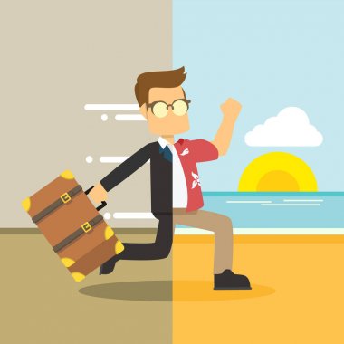 tatil için çalışan iş adamı 