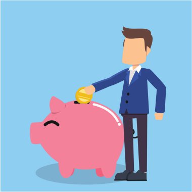 işadamı piggy banka için tasarruf 