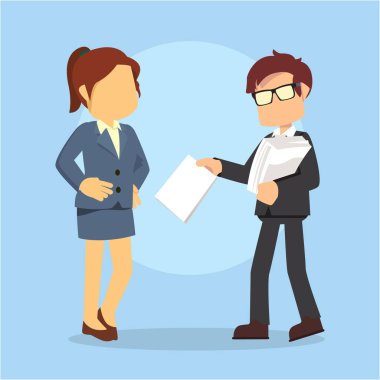 rapor vektör çizim düz tasarım stil veren işadamı