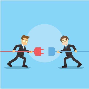 işadamı bağlantı fişleri illüstrasyon düz tasarım stil vektör