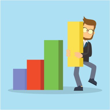 grafik vektör çizim düz tasarım stil taşıyan işadamı