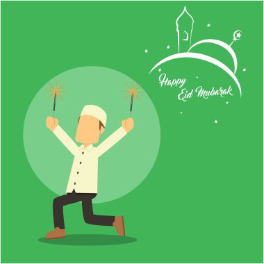 Müslüman çocuk oyun havai fişek 