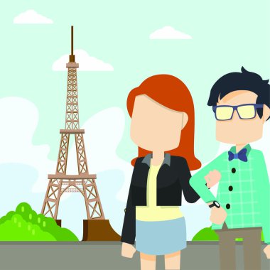 Tur iki vektör çizim düz tasarım stil