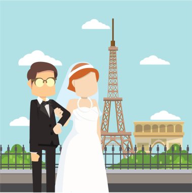 evli erkek ve kadın Paris'te 