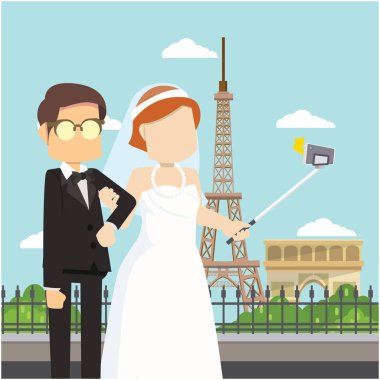 evli bir adam ve kadın selfie 