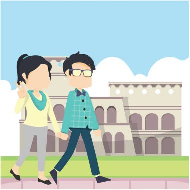  Çift yürüyen infront colloseum 