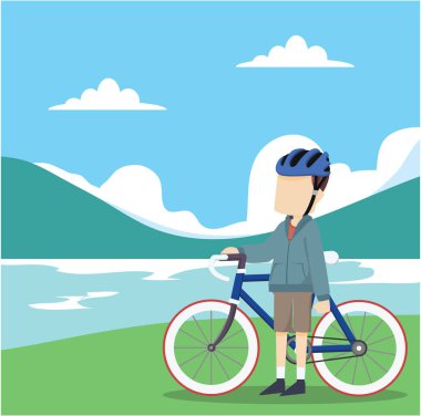 doğada bir adam bisikletçi 