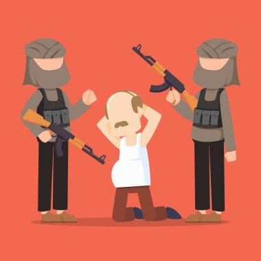 terrorist taking hostage  vector illustratio flat design stye clipart
