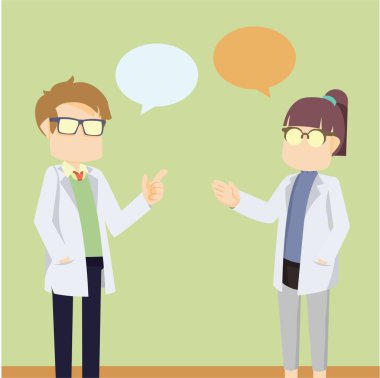 bilim adamı sohbet vektör illustratio düz tasarım stil