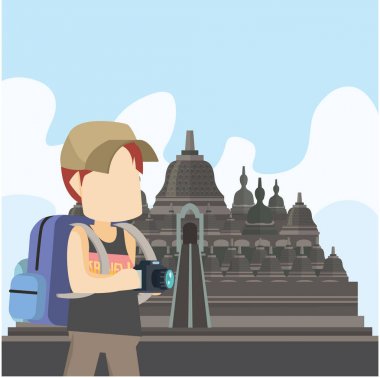 adam Gezgin borobudur Tapınağı Endonezya 