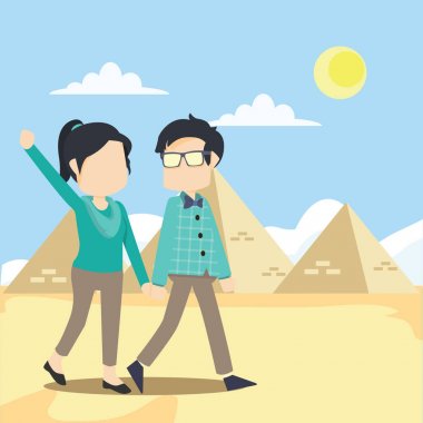 Çift ziyaret Mısır piramit 