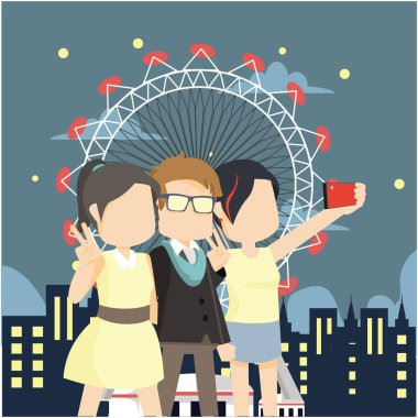 ünlü adam selfie iki kızla alarak 