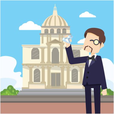 zengin adam bir elmas les Invalides infront incelenmesi 