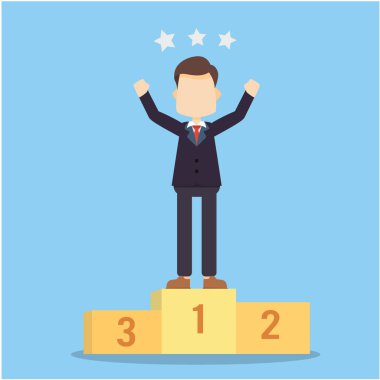 işadamı podyumda kutluyor