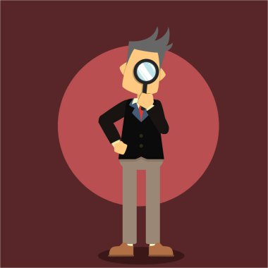 işadamı ile glasess vektör illustratio düz tasarım stil