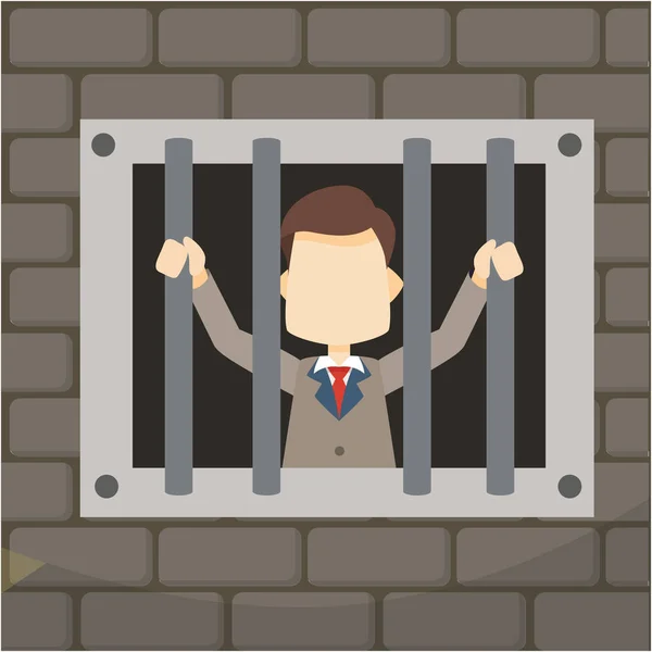 Businessman Jail Window — Stock Vector