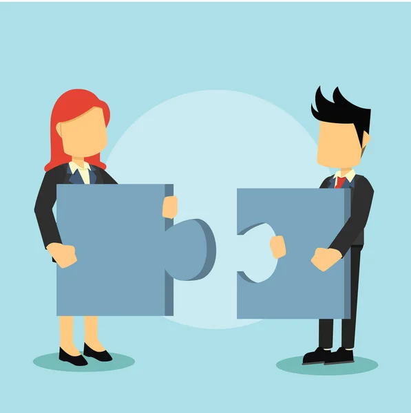 iş adamı ve iş kadını tutan Blok Bulmaca 