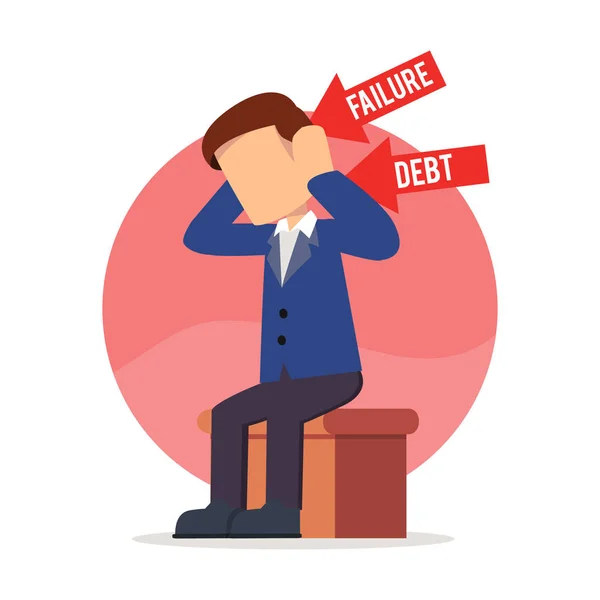 depresif vektör çizim düz tasarım stil oturan işadamı