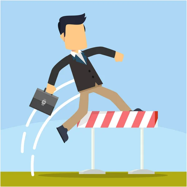 işadamı engel vektör çizim düz tasarım stil atlama