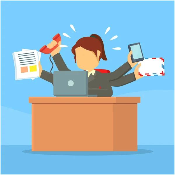 meşgul işkadını vektör çizim düz tasarım stil