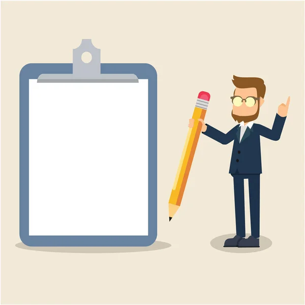 Dev Pano ve kalem ile işadamı 