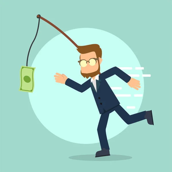 Hombre Negocios Corriendo Captura Dinero — Vector de stock