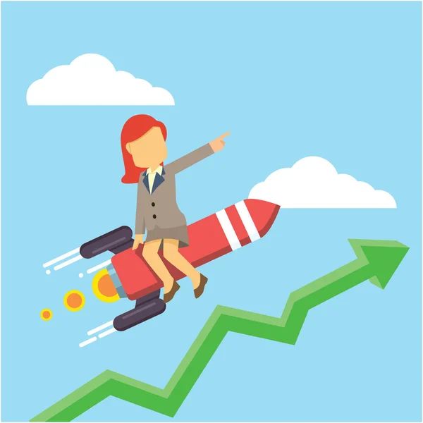 iş kadın montaj roket yükselen diyagramı ile