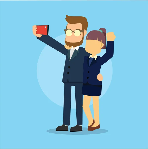 Biznesmen Biorąc Selfie Interesu — Wektor stockowy